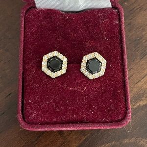 Black gold and crystal studs